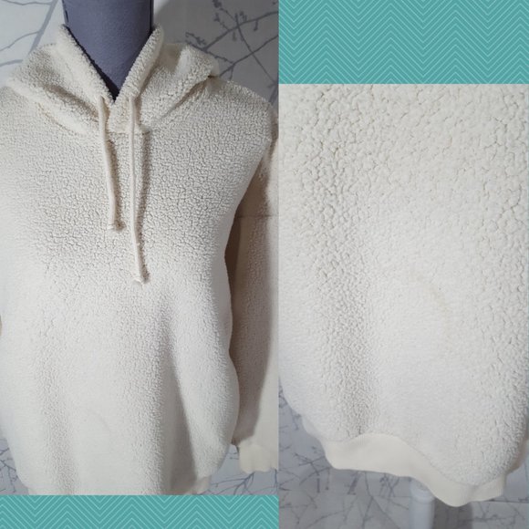 Sunday Best Ivory Teddy Fleece Pullover Lupa Hoodie - Picture 3 of 7